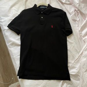 Mens Ralph Lauren black polo size medium slim fit. Excellent condition.
